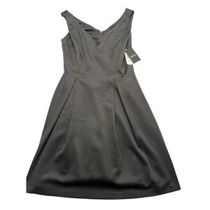 DKNY Dress Womens 8 Black V Neck Sleeveless‎ Fit Flare Cocktail Party DD8BK435